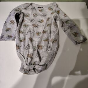 Disney 6-9 Months Long Sleeve Grey Grogu Bodysuit Baby Boy Mandalorian